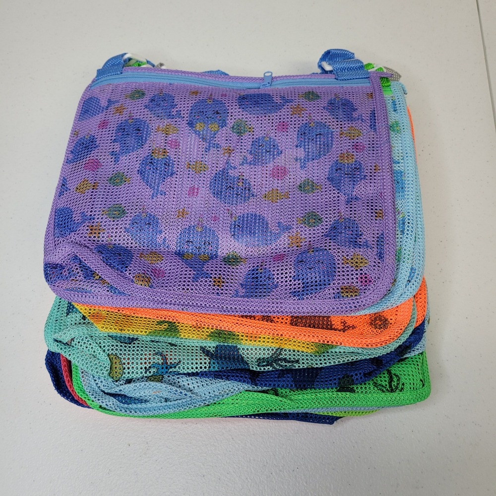 Kids Mesh Beach Bags Toys Shells Organizer Zipper Assorted Colors Set of‎ 18